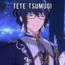 a close up of a person with the name tete tsumugi