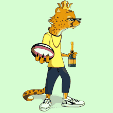 a cartoon of a cheetah wearing sunglasses and a crown