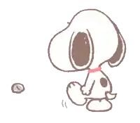 a drawing of snoopy with a pink collar