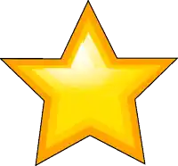 a yellow star with a black outline and a white background