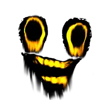 a drawing of a scary face with glowing yellow eyes