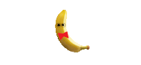 a yellow banana with a red bow tie on it