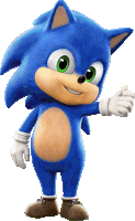 sonic the hedgehog is wearing a blue outfit and brown boots