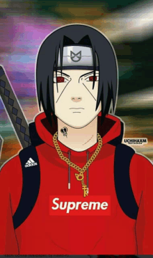 a cartoon character with a supreme hoodie on