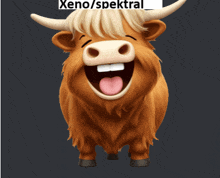 a cartoon drawing of a bull with the words xeno / spektral written above it