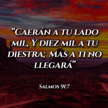 a picture of a sunset with a quote from salmos