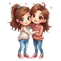 two little girls hugging each other with one wearing a hoodie that says love