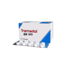 a box of tramadol 50 mg tablets is sitting on a table .