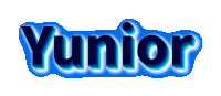 the name yunior is written in blue letters on a white background