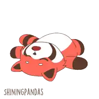 a cartoon of a tiger laying on its back with the words shiningpandas below it