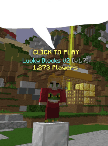 a screenshot of a game that says click to play lucky blocks