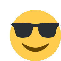 a yellow smiley face with black sunglasses on