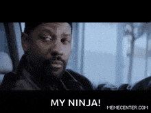 a man with a beard says my ninja on a screen