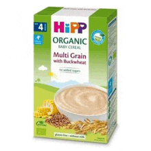 hipp organic baby cereal multi grain with buckwheat is no added sugars .