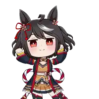 a cartoon of a girl with black hair and red eyes