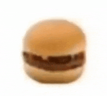 a blurry picture of a hamburger on a bun on a white surface .