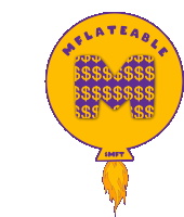 a yellow balloon with the letter m on it and the word melateable around it