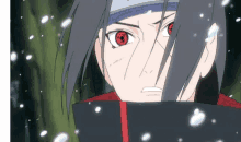 a close up of a cartoon character 's face with red eyes