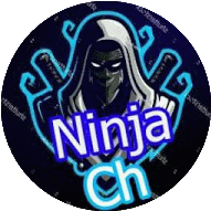 a logo for a video game channel called ninja ch with a ninja in a hood .