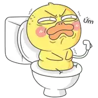 a cartoon of a duck sitting on a toilet with the word um written below it