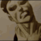 a pixelated drawing of a man with his mouth open and his eyes closed