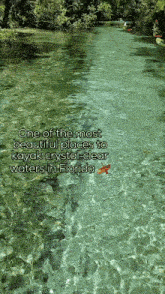 a picture of a river with the caption one of the most beautiful places to kayak crystal-clear waters in florida
