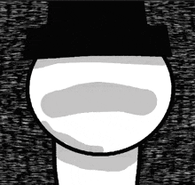 a black and white drawing of a toilet with a black top hat on