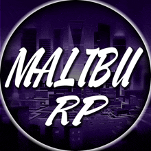 a purple circle with the words malibu rp in white letters