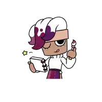 a cartoon character is holding a book and a paintbrush