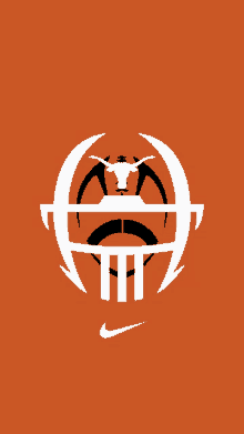 an orange background with a nike logo and a bull