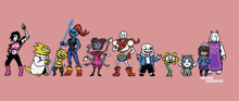 a group of undertale characters are standing next to each other