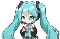 a cartoon drawing of hatsune miku with blue hair