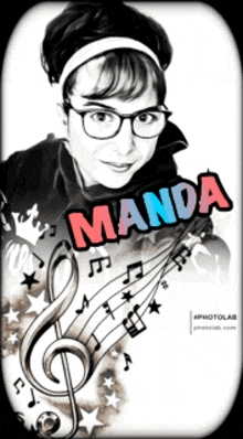 a photo of a woman with the name manda on it