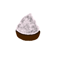 a drawing of a brown bowl filled with a gray substance