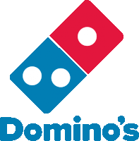 a domino 's logo with a blue and red domino