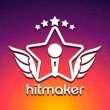 a logo for hitmaker with a star and wings on it