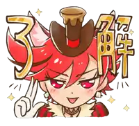 a cartoon drawing of a girl with red hair wearing a top hat