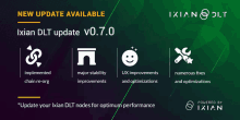 an advertisement for a new ixian dlt update v0.7.0