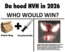 a poster that says " da hood hvh in 2026 who would win " on it