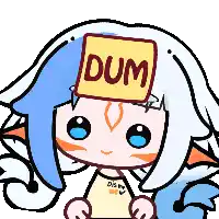 a cartoon character with a sign on her head that says " dum "