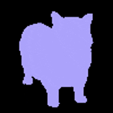 a purple silhouette of a dog is against a black background