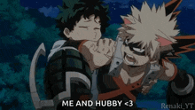 a couple of anime characters are standing next to each other and one of them is holding the other 's hand .
