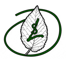 a leaf with a green snake on it is in a green circle on a white background .