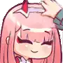 a person is touching a pink anime girl 's head .