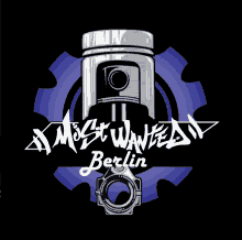 a most wanted berlin logo with a piston and gear