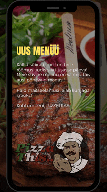 a menu for pizza this is displayed on a phone screen