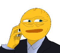 a cartoon of a man with a yellow face talking on a cell phone