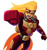 a cartoon illustration of a superhero wearing a red and gold outfit