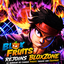 a poster for blox fruits rejoin 's bloxzone