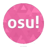 a pink circle with the word osu written inside of it .